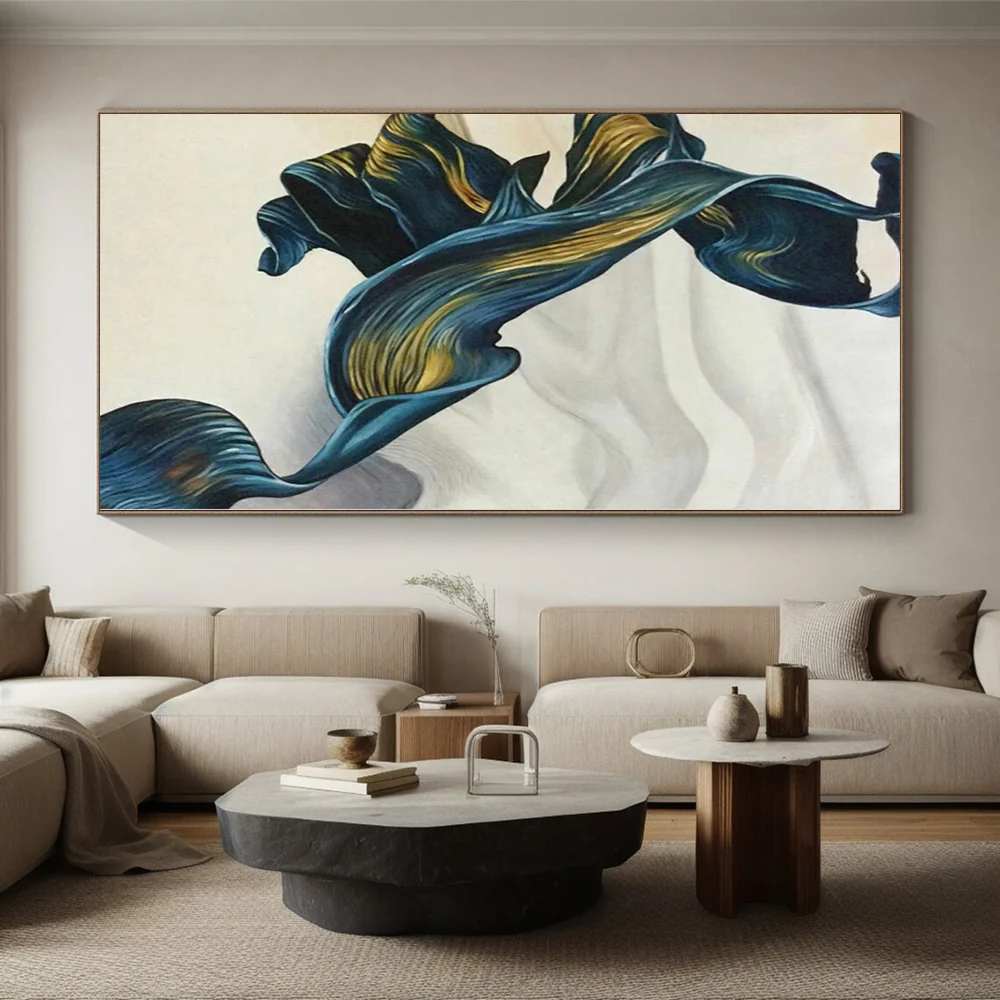 Ribbon Original Hand-painted Living White Bedroom Abstract Artwork 46DAV